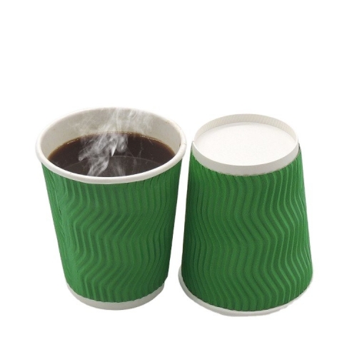 Green Ripple Wall Disposable espresso Paper Coffee Cups