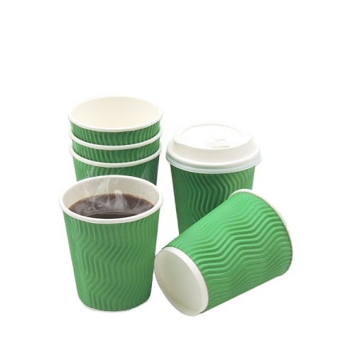 Green Ripple Wall Disposable espresso Paper Coffee Cups