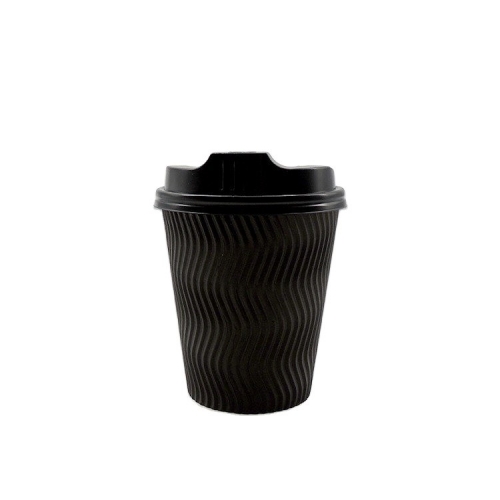 8 oz Ripple Insulated Wall Paper Coffee Cups With Lids