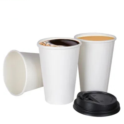 16 OZ White Coffee Cups With Lids