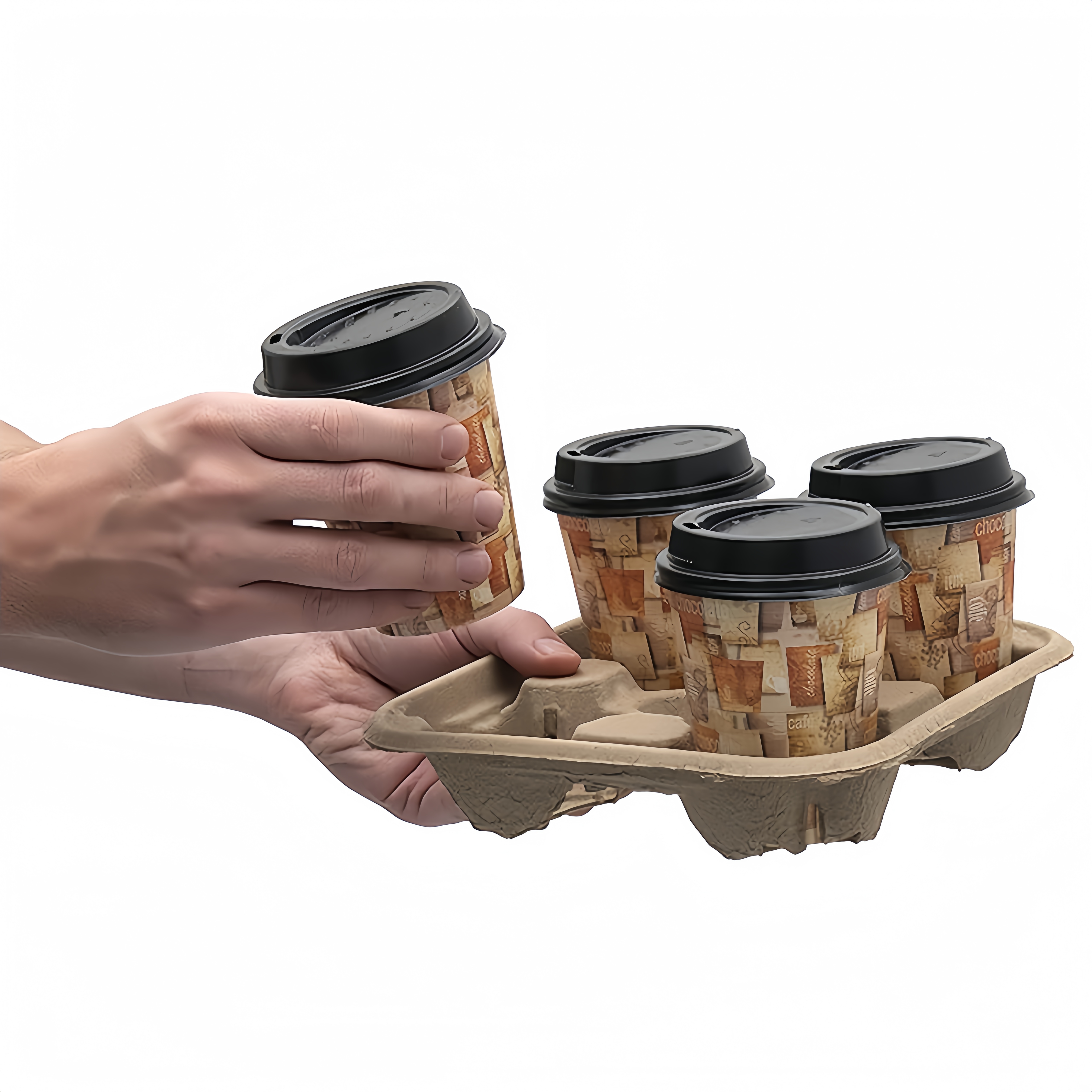 A4 Paper Cup Holder Pulp Molded Drink Carrier Tray