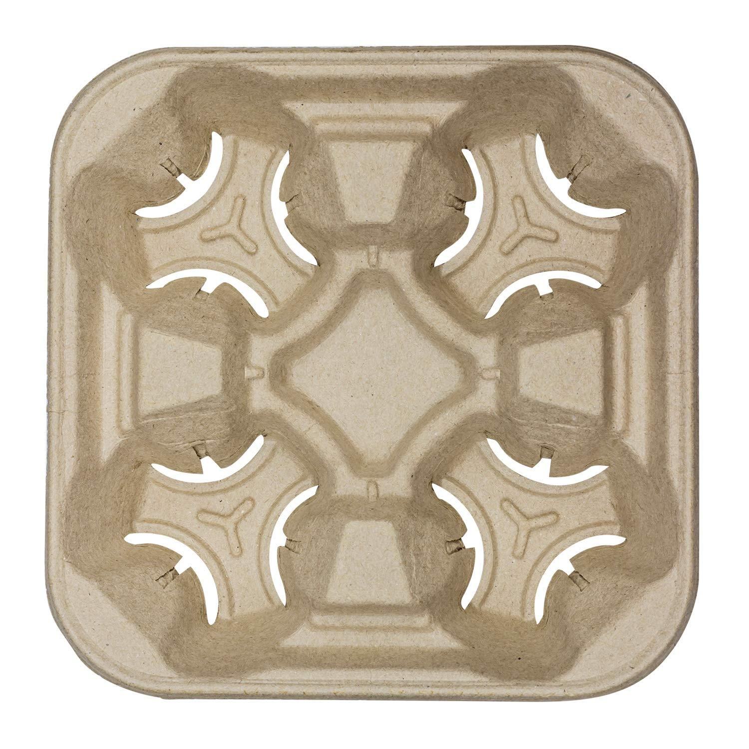 PRO 4 Paper Pulp Cup Holder  4 Cups Kraft Holder Take Away Paper Pulp Holders