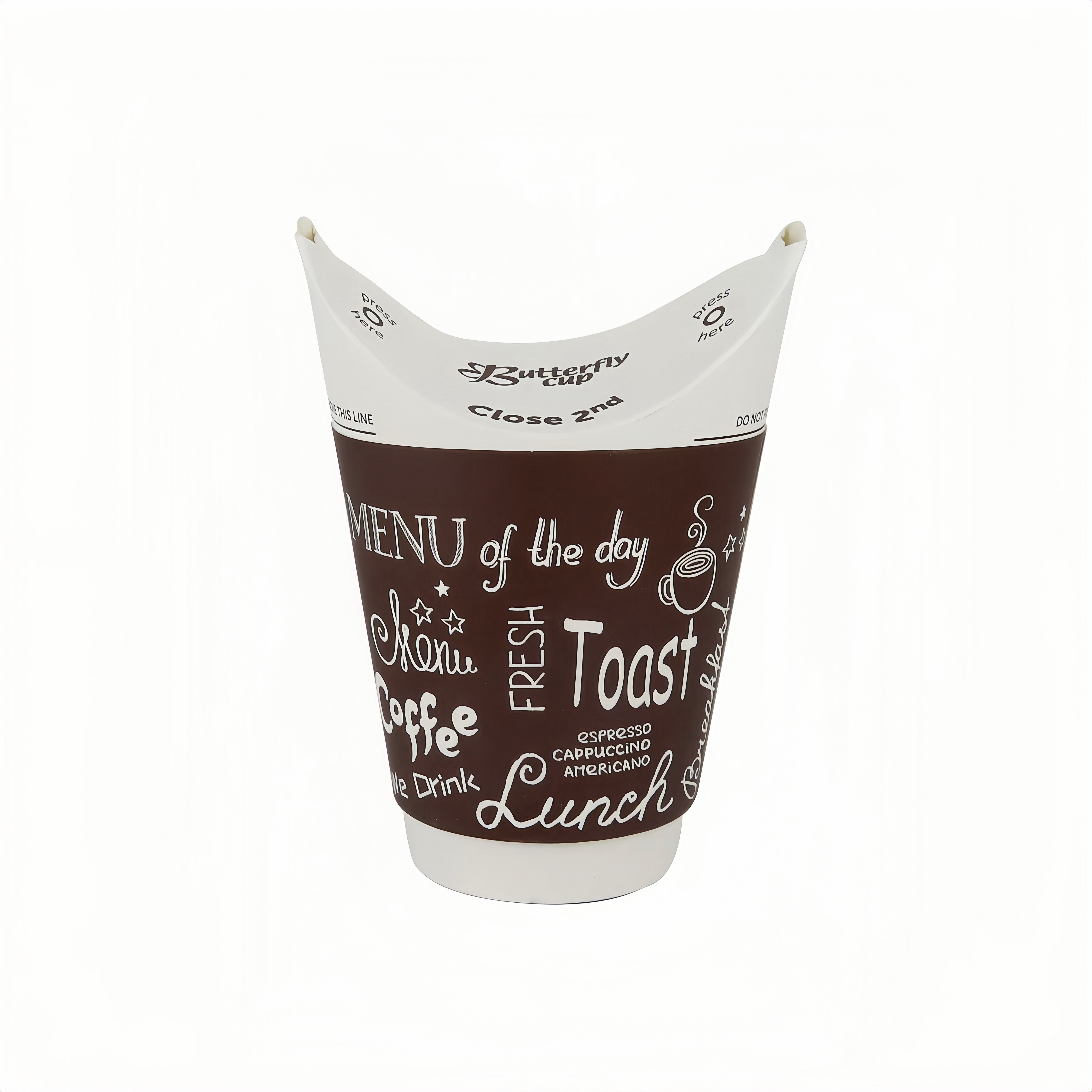 Disposable Butterfly Closure Paper Cups for Hot Cold Drinks
